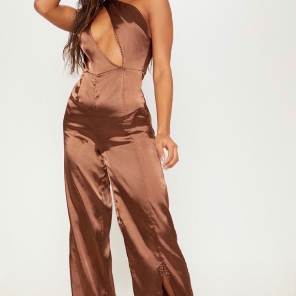 Brown satin  jumpsuit New with tags